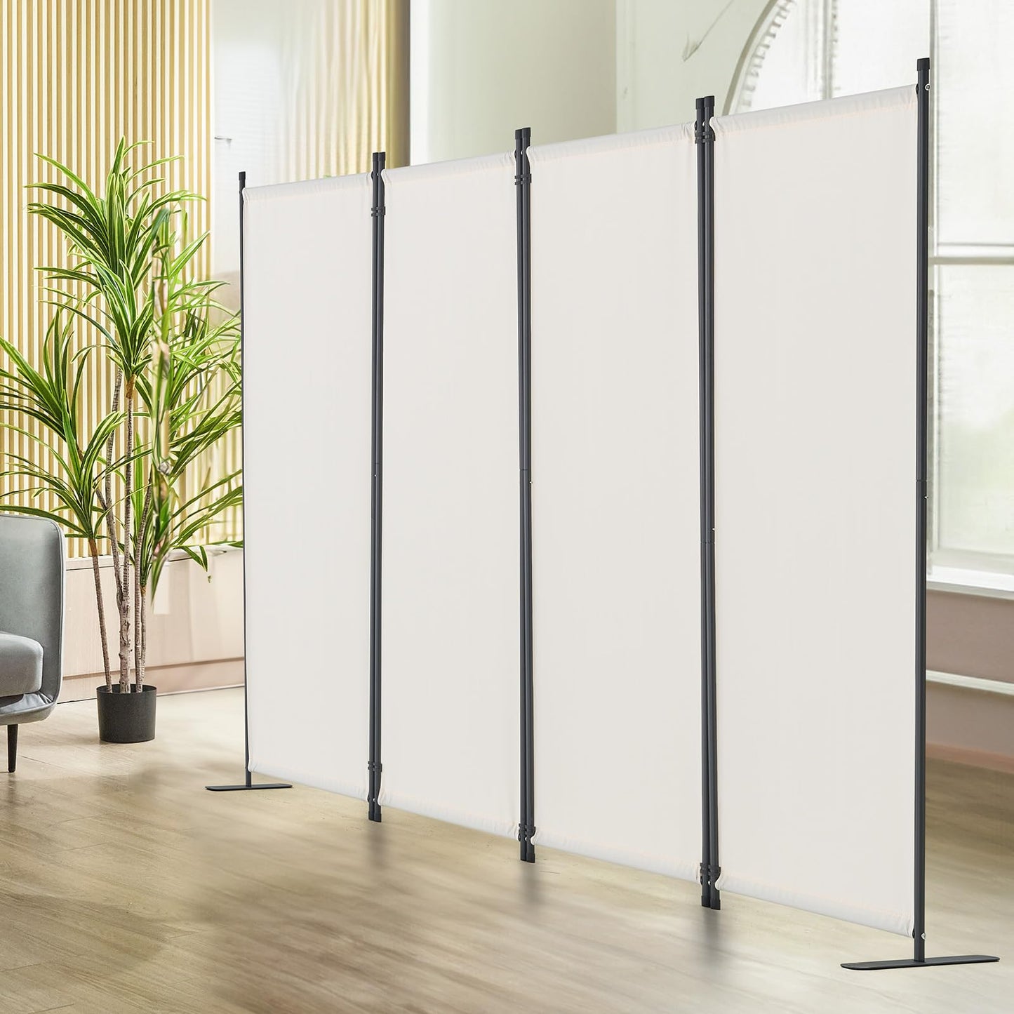 VEVOR Room Divider, 4 Panel Room Dividers and Folding Privacy Screens, Fabric Partition Room Dividers for Office, Bedroom, Dining Room, Study, Freestanding, White