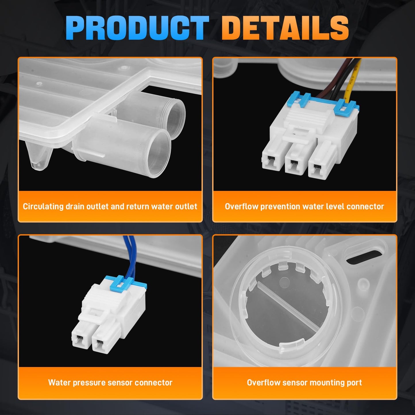 Upgraded DD82-01373A Dishwasher Case Brake and Overflow Sensor Assembly Compatible with Samsung Dishwasher Replaces# DD82-01111A