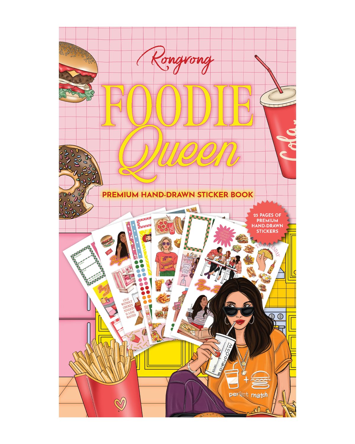 Rongrong Foodie Queen Planner Stickers Book for Planners, Calendars, Journals and Projects – Premium Quality Hand Drawn Transform Your Meal Planning - Scrapbook Stickers – 25 Pages