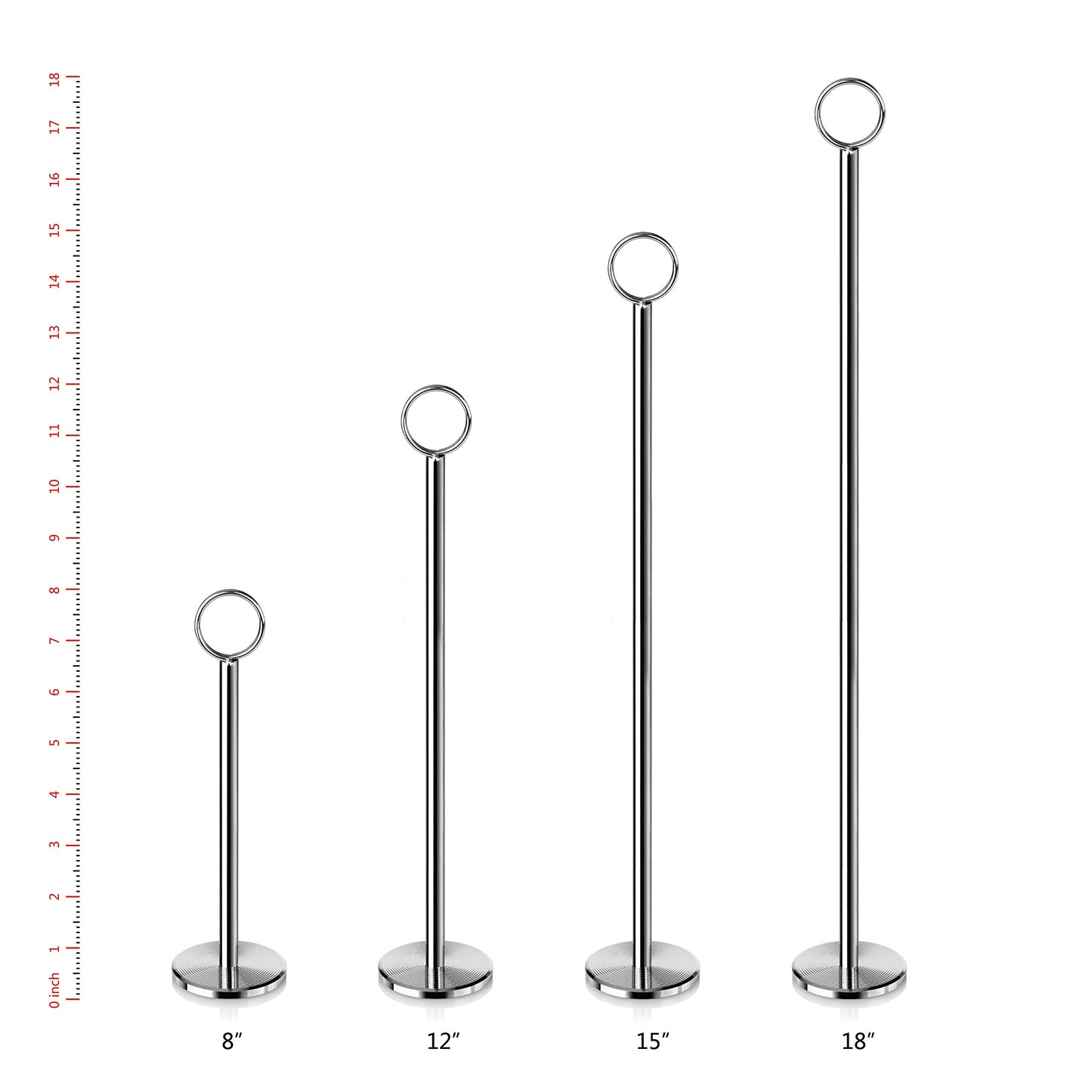 New Star Foodservice 23244 Steel Ring-Clip Table Number Holder/Number Stand/Place Card Holder, Set of 12, 12-Inch