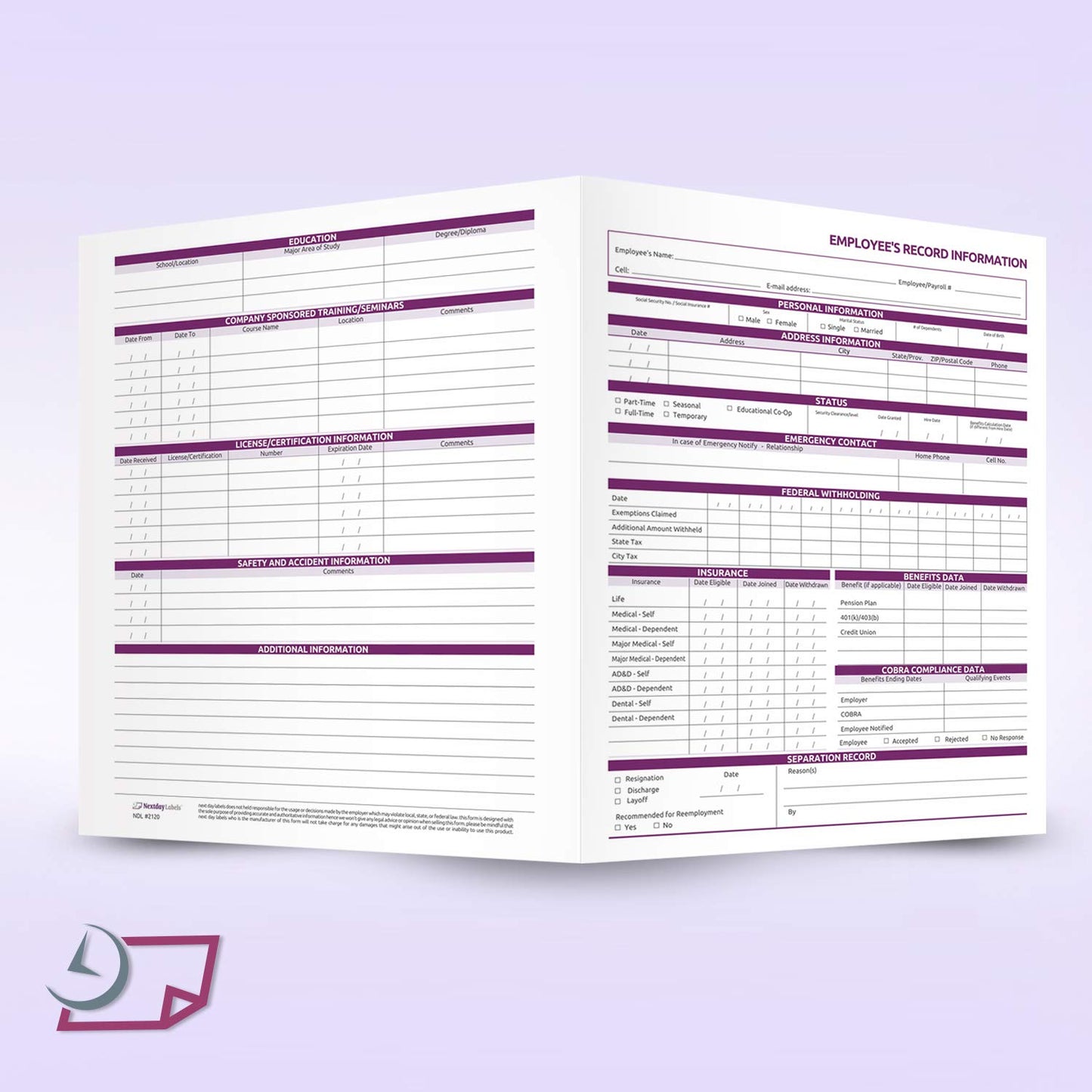 NextDayLabels Employee Personnel File Folders - 25-Pack Preprinted HR Folders with Secure Internal Pockets - Heavyweight White Cardstock for Discreet Employee Records - Made in USA