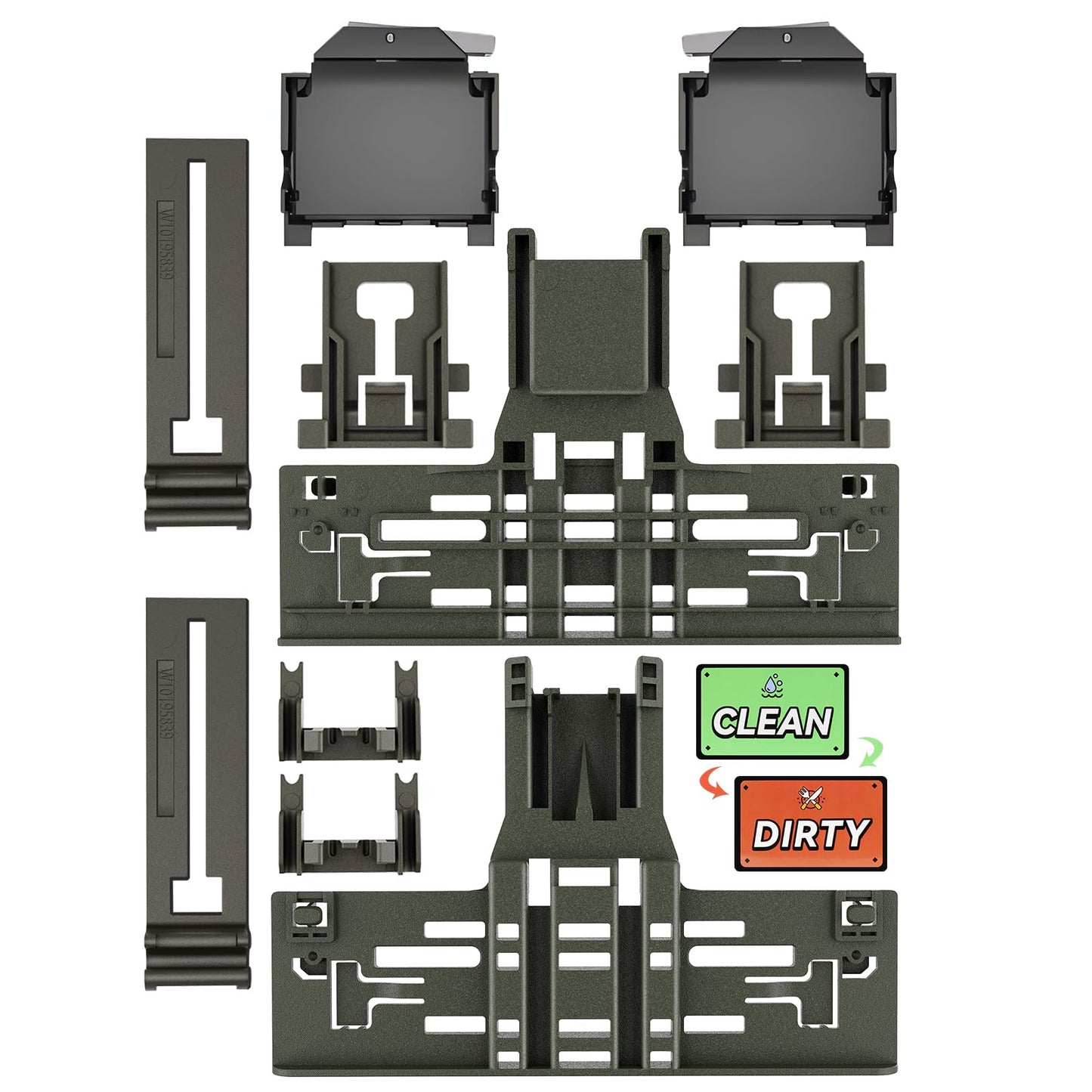UPGRADED WPW10546503 W10546503 Dishwasher Top Rack Adjuster & W10195372/3 Housing For Kitchenaid Dishwasher Parts Upper Rack WPW10546503 KDTE334GPS0 KDFE104HPS0 Kitchen aid Dishwasher Parts,11Pack