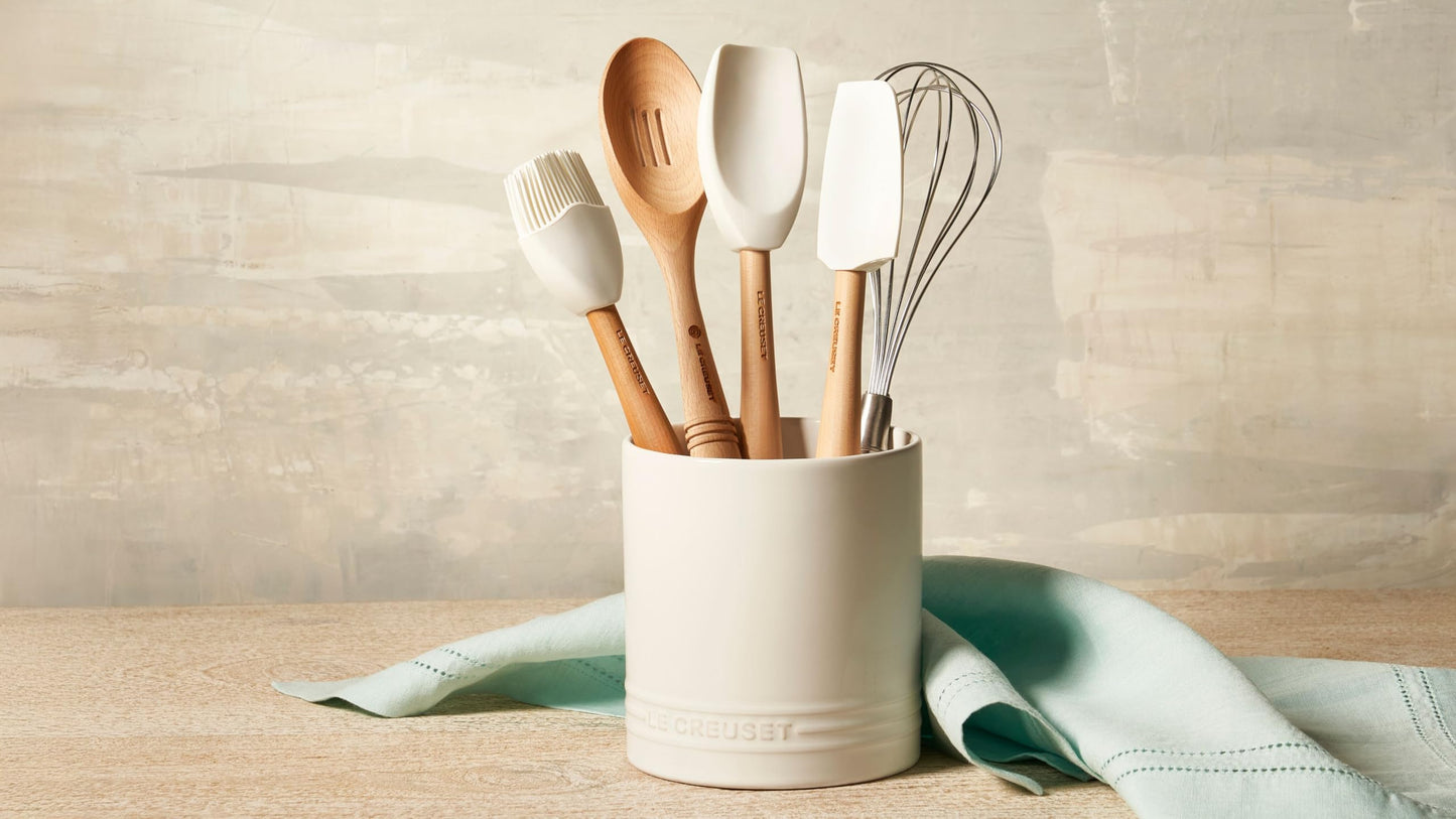 Le Creuset Stoneware Signature Straight Wall Utensil Crock, 1 qt., White