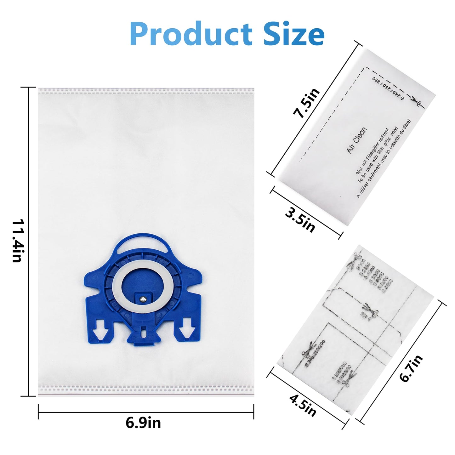 Improvedhand 20 Packs 3D Airclean Bags Replacement for Miele GN Vacuum Classic C1 Complete C1 Complete C2 S227 S240 S270 S400 S2 S5 S8 Series with 5 Motor Protection Filters, 5 AirClean Filters