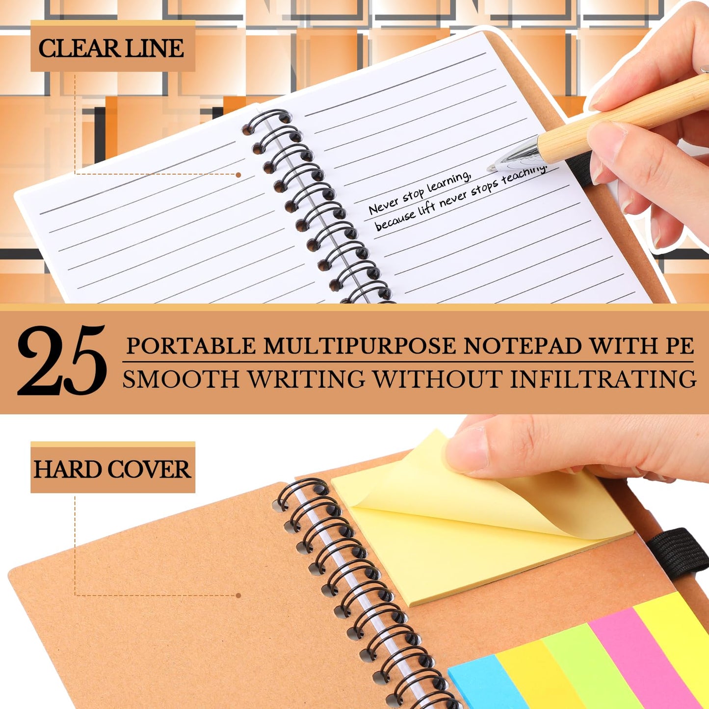Jetec Inspirational Notebook Bulk Employee Appreciation Gift Motivational Notebook with Pen and Sticky Notepad Thank You Gifts for Nurses Coworkers Groups Teachers(25 Sets,Team)