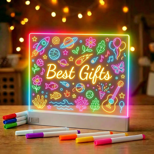 16 Inch LED Note Board with 8 Dry Erase Markers for Kids Toys, Glow Drawing Board with 7 Colors for 5-12 Year Old Girl Gifts, 13"x10" Rechargeable Light Up Writing Pad, Lumiboard Doodle Tablet