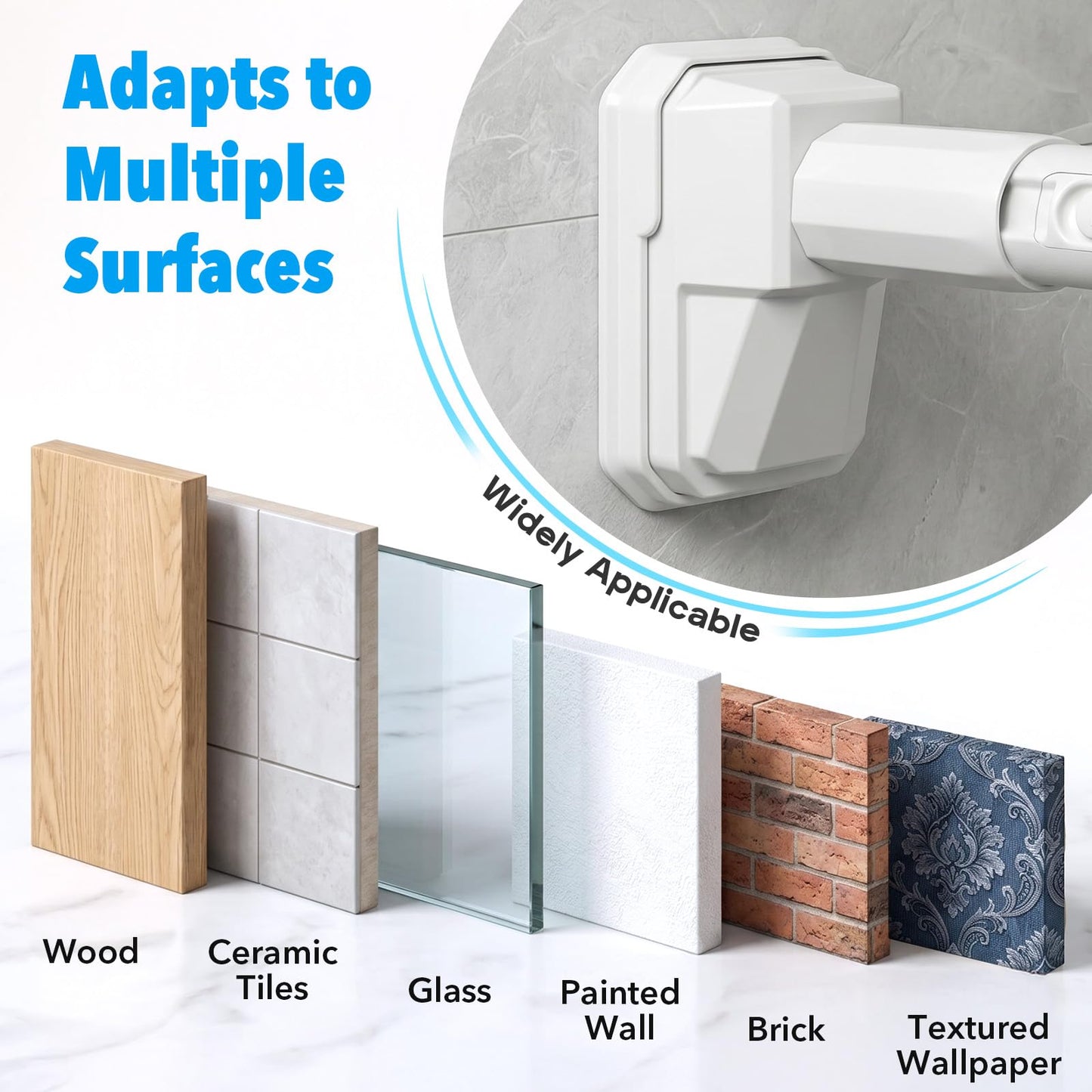 Tension Curtain Rod 41-185 In (4-15ft), Extra Long Tension Rod No Drilling For Patio Windows, White Shower Curtain Rod For Room Divider,One-Click Telescopic Rod, Outdoor Curtain Rods Never Rust