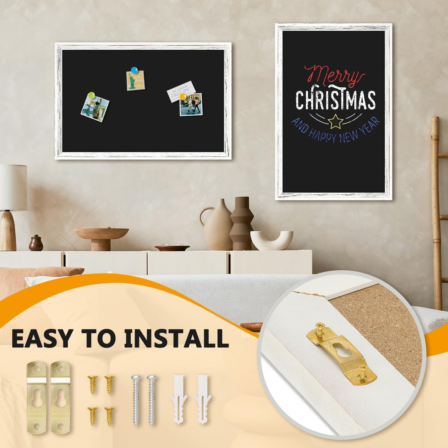Rustic Wood Framed Chalkboard, 36" x 24" Wall-Mounted Blackboard for Kitchen, Restaurant Menu, Office & Home Décor