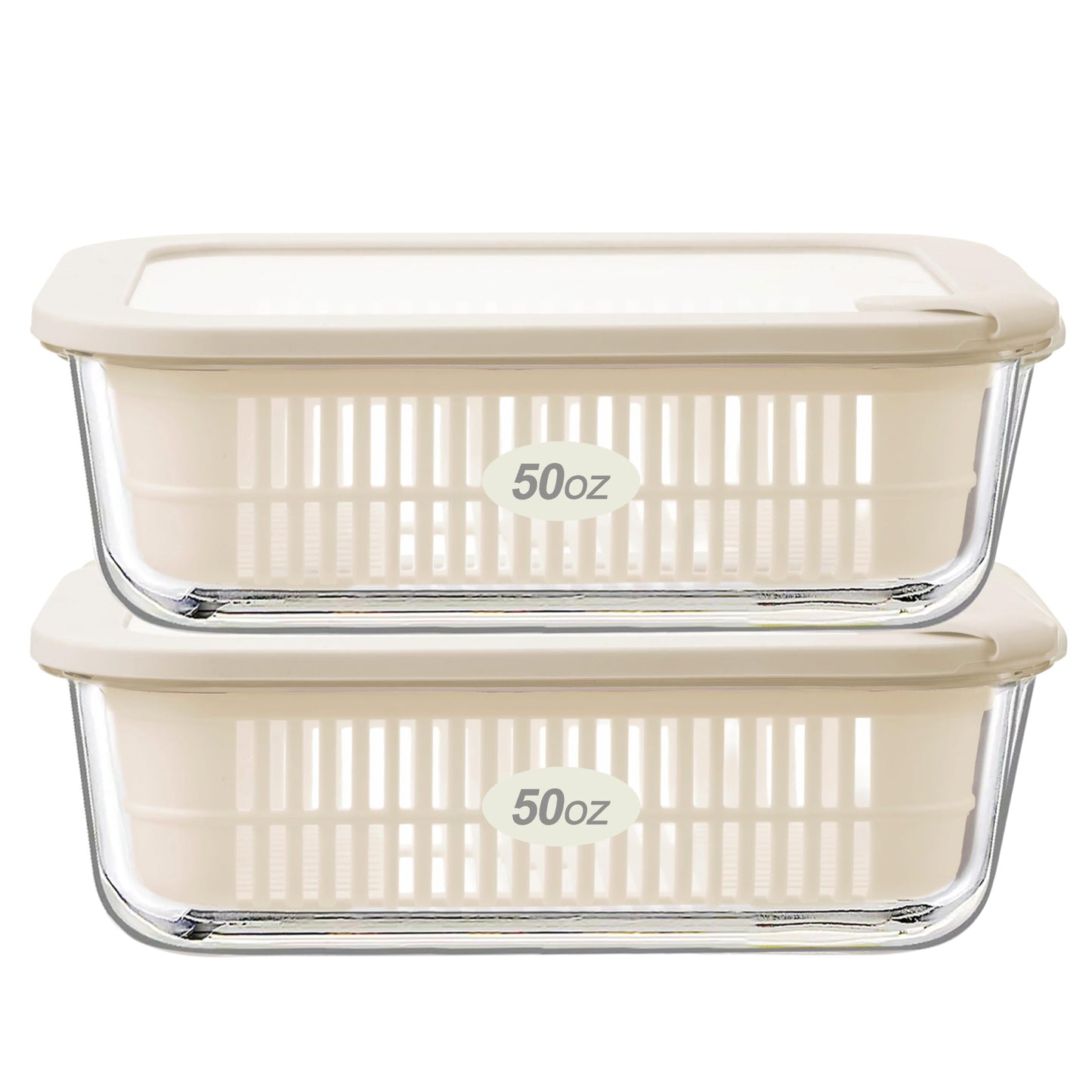Urban Green Glass Food Storage Containers with Glass Lids, Microwave Safe Food Container Set, Aitight Meal Prep Container Set, BPA Free Colander, LeakProof, 2 Pack