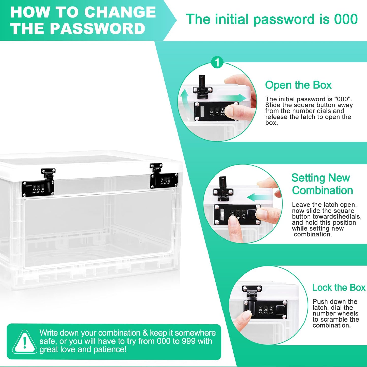 Large Medicine Lock Box with Dual 3-Digit Combination Locks, 24L Lockable Storage Box for Medication, Snacks, Phone, and Electronics - BPA-Free Organizer Bin for Home, Office, Fridge, and Safety