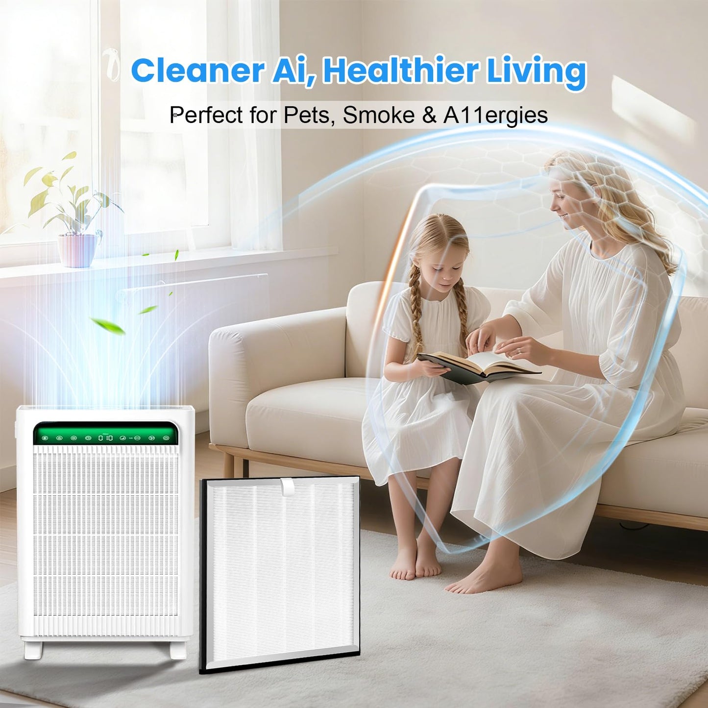 2 Pack APH4000 Replacement Filter Compatible with KNKA APH4000 Air Purifier,3-in-1 HEPA and Activated Carbon Filter