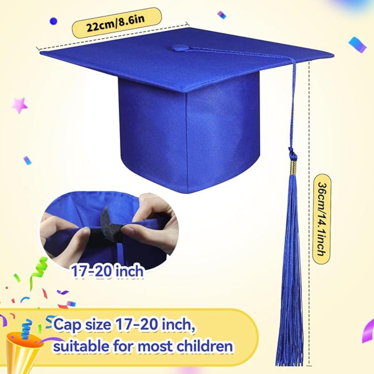 BeapTcely 20 Pcs Preschool Grad Caps, Kindergarten Graduation Cap Child Size Grad Hats with Tassel for Preschool (Blue)