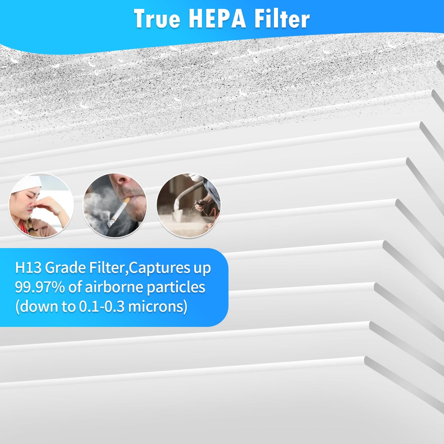 DerBlue 2pack HP100 HP102 HP152 Replacement Filter Compatible with Shark Air Purifier HP100,HP102,HP130,HP132 and HC450, HC451, HC452, HC455,Compare Part #HE1FKPET, HE1FKBAS Filter