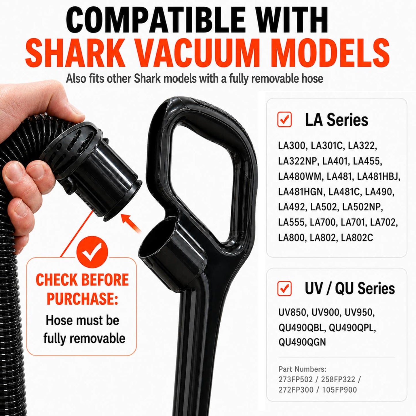 Replacement Hose Compatible with Shark LA502 LA322 LA300 Replacement Parts, UV950 UV900 UV850 LA702 LA700 LA555 LA401 Vacuum Hose for Navigator Lift Away Attachment Accessories