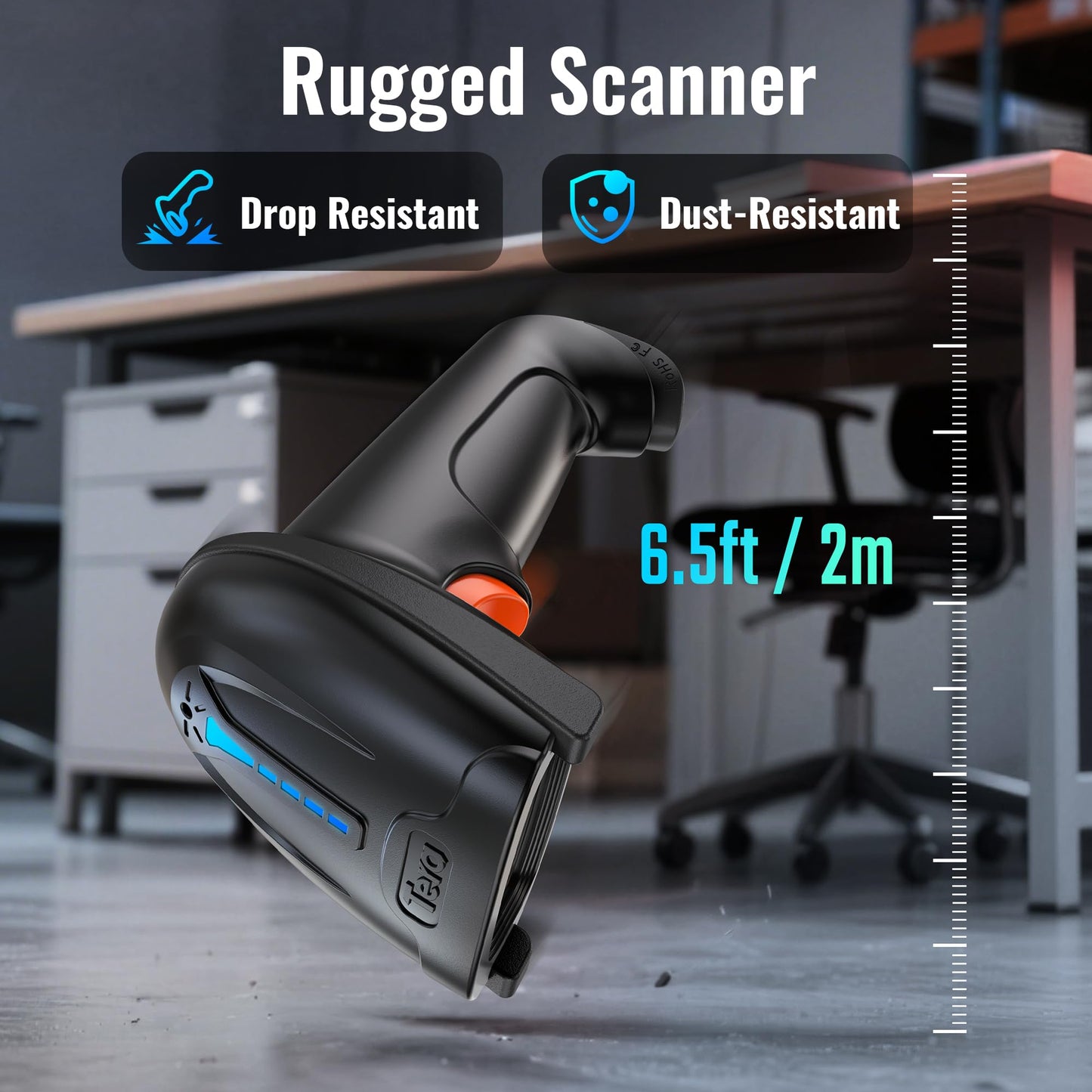 Tera 1D 2D QR Barcode Scanner Wireless and Wired with Battery Level Indicator Digital Printed Bar Code Reader Cordless Handheld Barcode Scanner Compact Plug and Play Model D5100