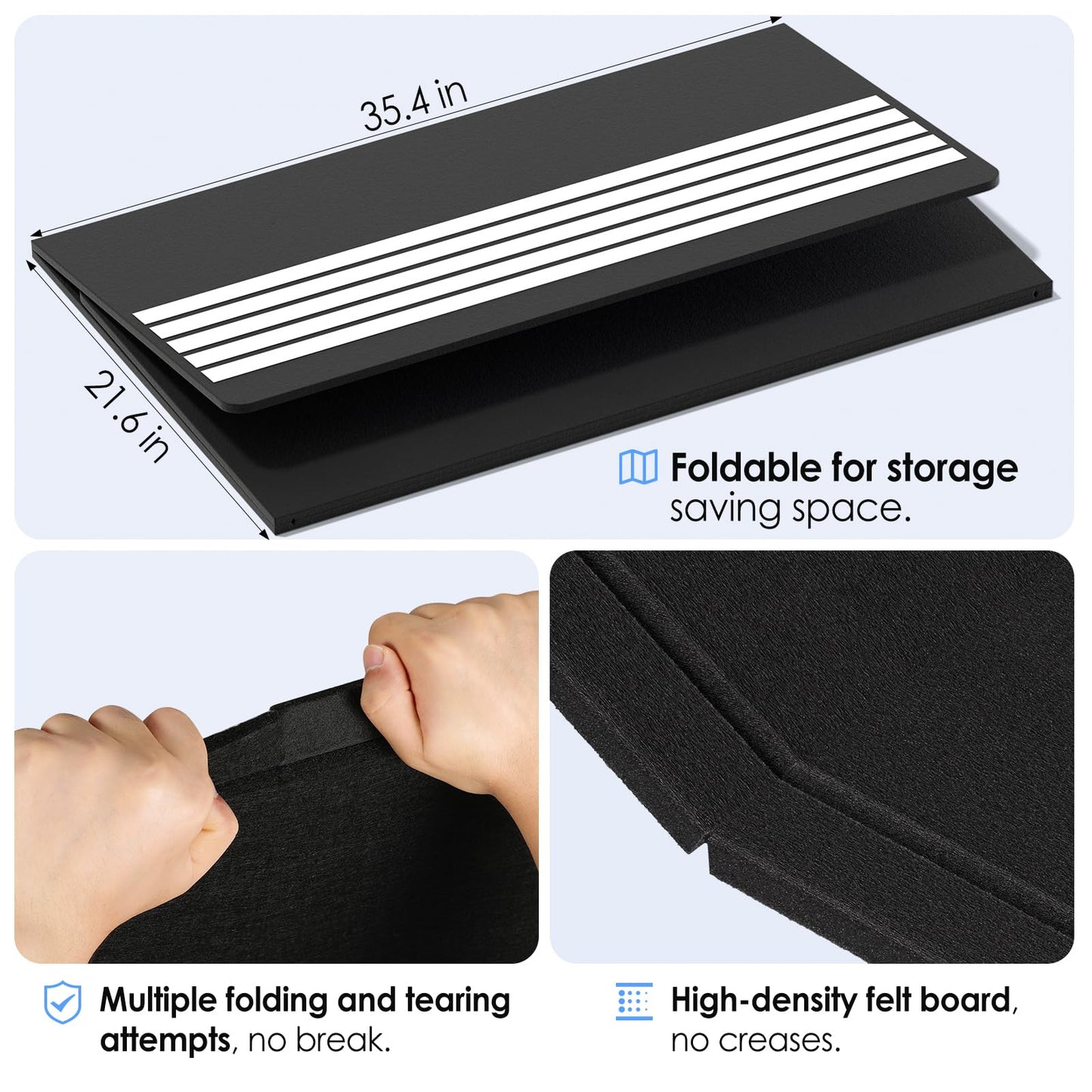 MaxGear Extra Large Bulletin Board 60" x 36", Foldable Felt Board Vision Board Supplies, Cork Board for Office, Home, School, Small Pin Boards for Walls Decorative Display Board Black
