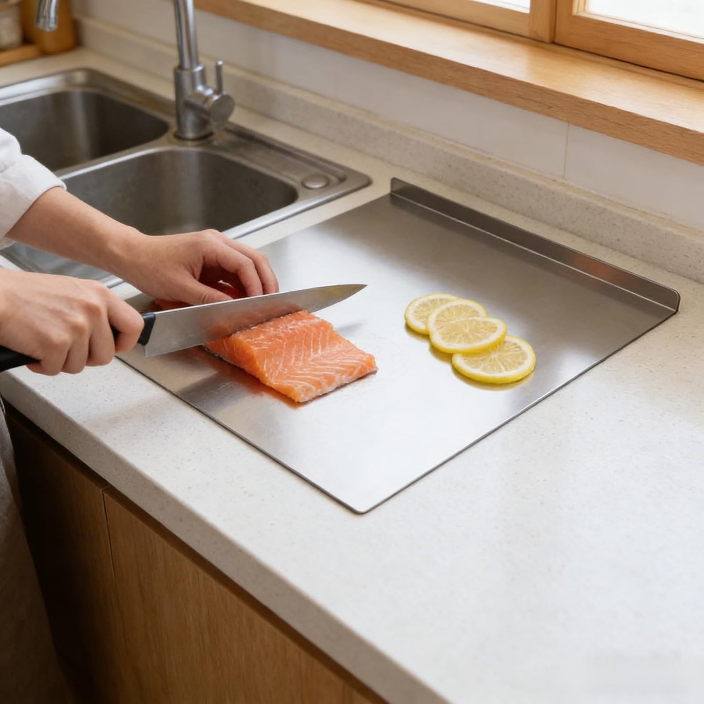 Stainless Steel Cutting Boards for The Kitchen, Suitable for Meat, Fruits, Vegetables, Bread, and Baking Large-sized Cutting Boards (19.7 x 19.7 in)