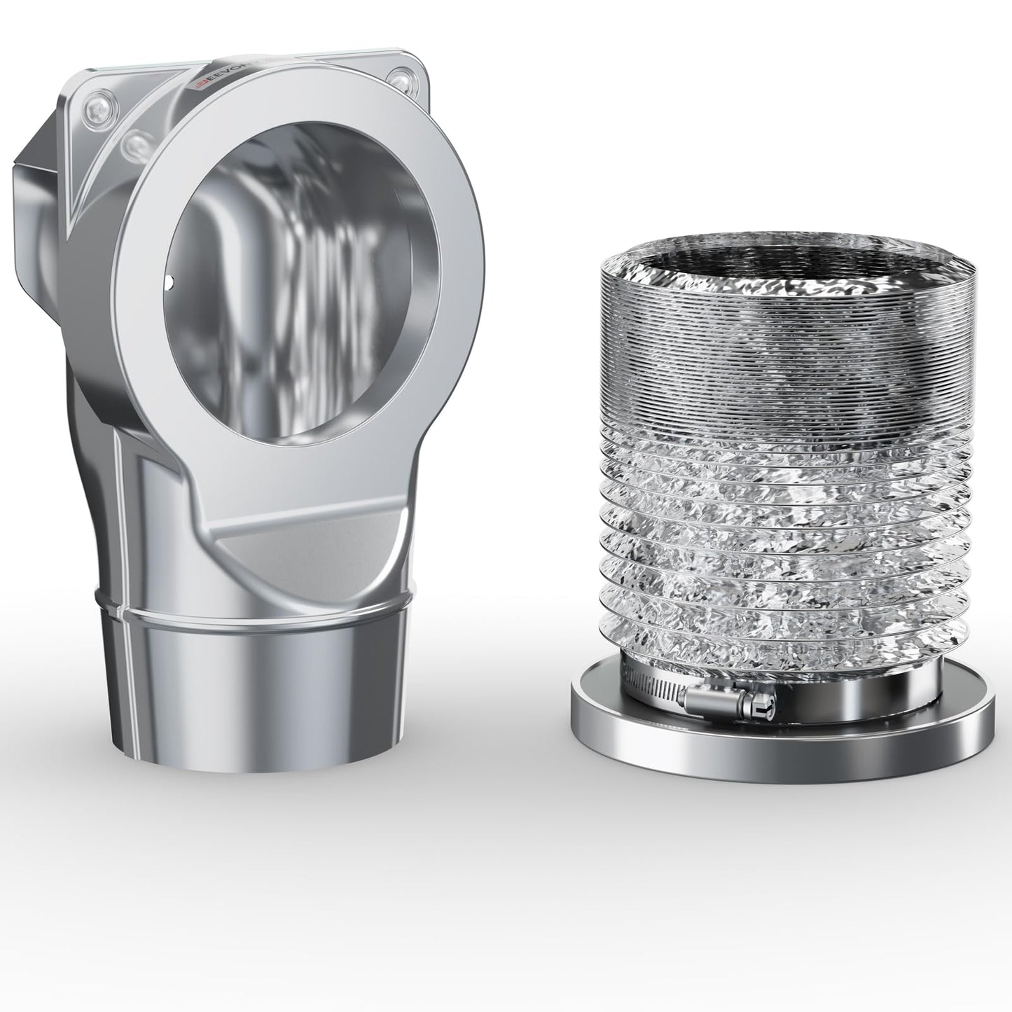 JEEVONY Magnetic Dryer Vent Coupling DV90 Airtight Seal Dryer Vent Connector Kit Easy to Clean Quick Connector Including a 2.6ft 4" Duct and two Clamps