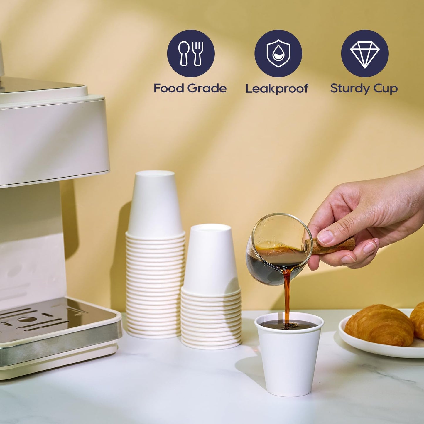 LITOPAK 1000 pack 5 oz Paper Coffee Cups, White Small Espresso Paper Coffee Cups for Office, Home, Party, and Events