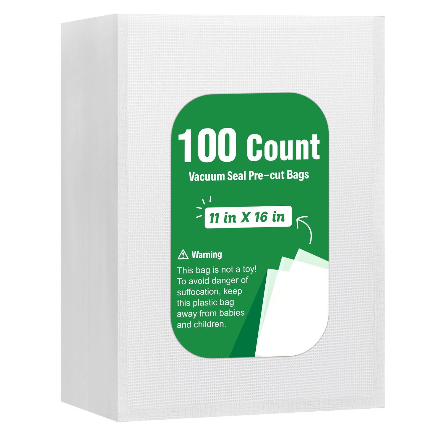 Syntus 100 Count Vacuum Sealer Bags Gallon 11 x 16 inch for Seal a Meal, Commercial Grade BPA Free Heavy Duty Precut Seal Bags, Food Vac Bags for Storage, Meal Prep or Sous Vide