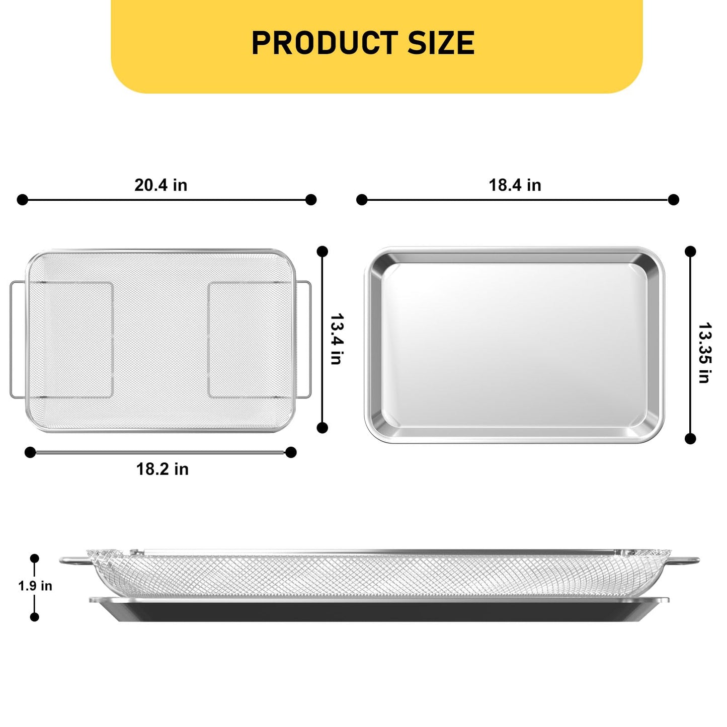 Air Fry Basket and Tray Set Compatible with Samsung Air Frying Oven, 20.4 x 13.4 IN Bacon Cooker Broiler Pan for 30" Oven, Stainless Steel Air Fry Crisper Basket and Rack, Part# NX-AA5000RS, 1 Set