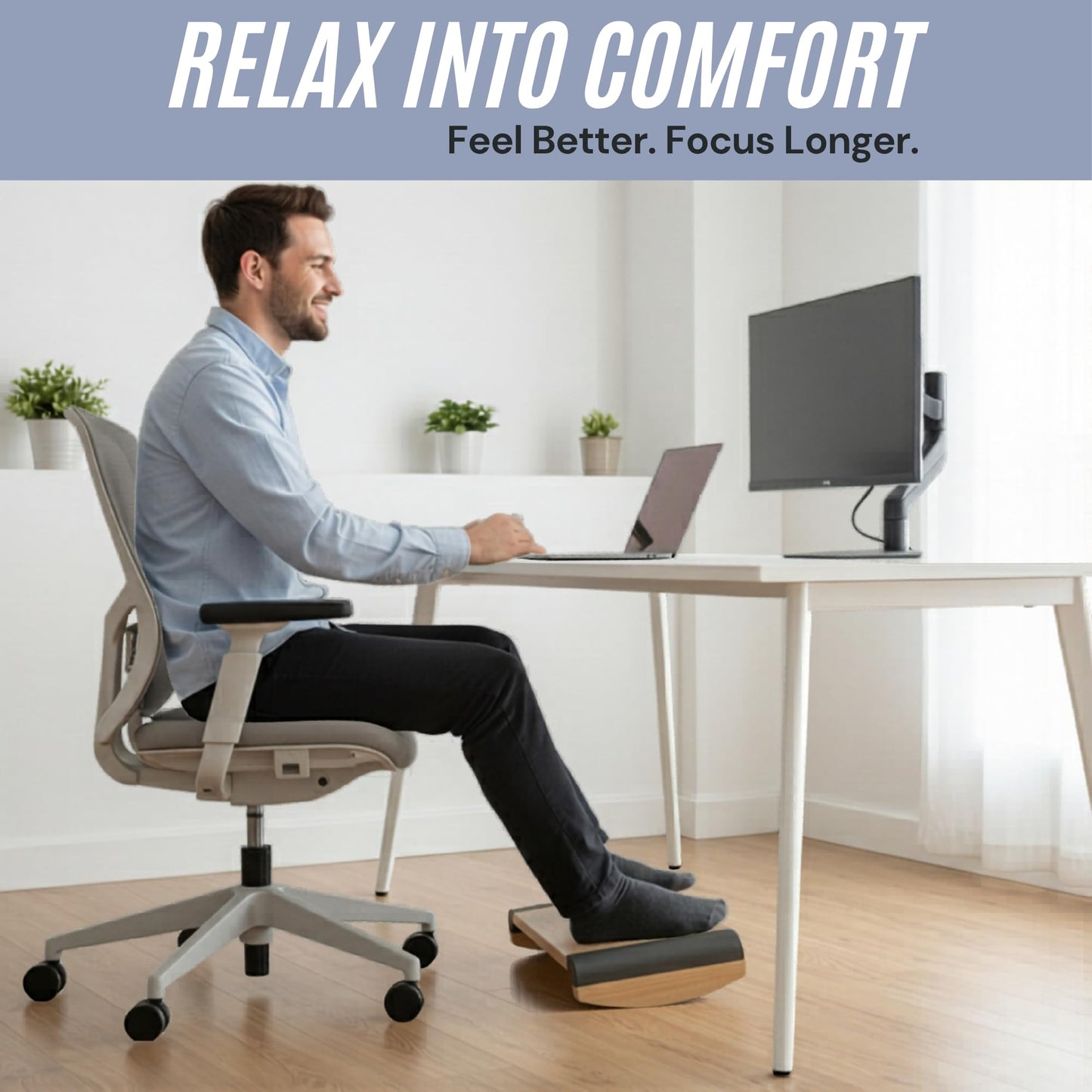 Tiel Ergonomic Foot Rest for Under Desk at Work, Rocking Footrest with Comfort Support, Office Foot Stool for Desk Chair, Leg Rest Stand for Home and Remote Office