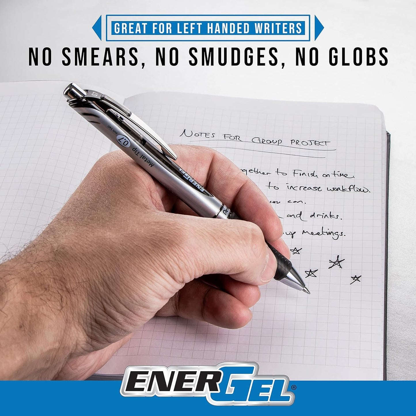 Pentel Energel Liquid Gel Ink Pens 0.7 mm Medium Point, RTX Retractable Metal Tip, Pack of 24