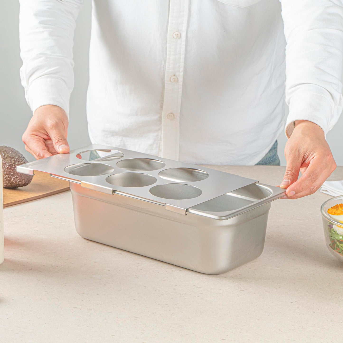 Restaurantware Six Hole Condiment Organizer - 12.795 x 7.087 Inch Stainless Steel Squeeze Bottle Holder With Compact Design For Kitchen Prep Stations - Silver Durable Sauce Rack