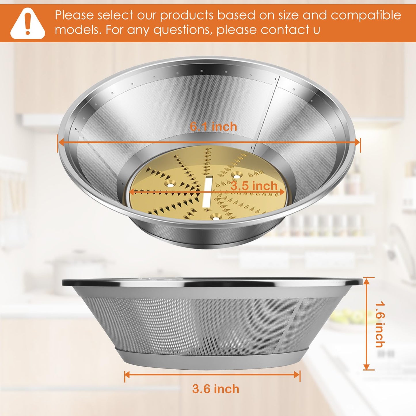 Upgraded Titanium-Coated Juicer Mesh Filter Basket (No Base) - Compatible with Breville Juice Models JE98XL, BJE200XL, BJE510XL, BJE820XL, W/Mesh Strainer Bowl, Blade, Screws & Wrench
