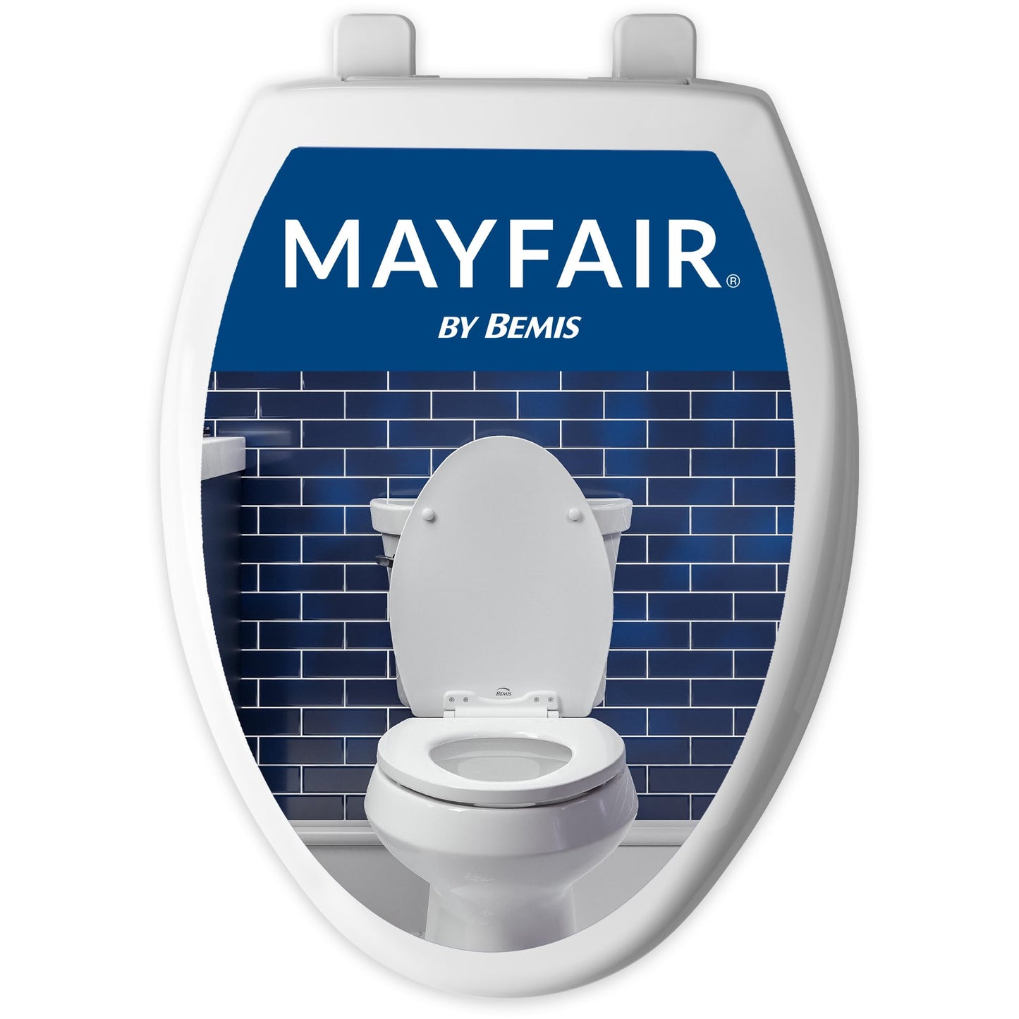 Mayfair Collins Slow Close Toilet Seat, Durable Plastic Seat with Extra Stability Bumpers and Secure Hinges, Made in USA, Elongated, White