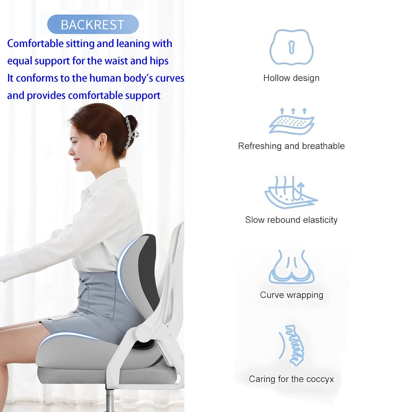 Mogdeker L-Shaped Seat Cushion for Long Sitting,Memory Foam Ergonomic Back Support Driving Seat Cushion for Back Pain,Non-Slip Design for Car, Truck, Home Chair & Office Seat (Black Gray)