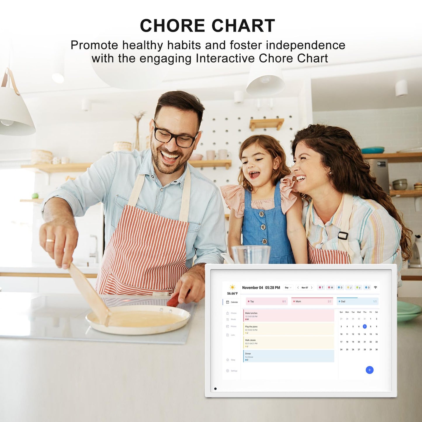 10.1 Inch Smart Digital Calendar Planner & Chore Chart, IPS HD Touchscreen Interactive Display for Family Schedules, Streamline Household Organization - Built-in Digital Picture Frames Function