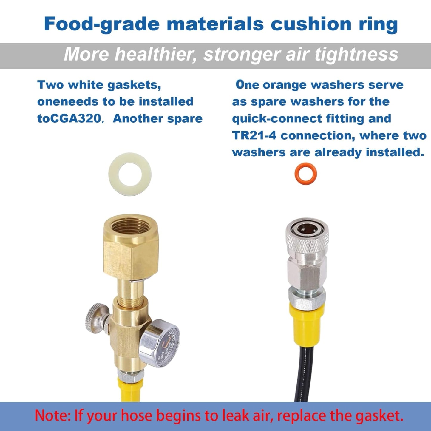 Co2 Tank Cylinder Direct Adapter (Gauge and Bleed Valve), CGA320 to TR21-4 Soda Machine Adapter with 60in High-Pressure Hose, Compatible for Soda Maker, Adapte to fizze/one touch/jet
