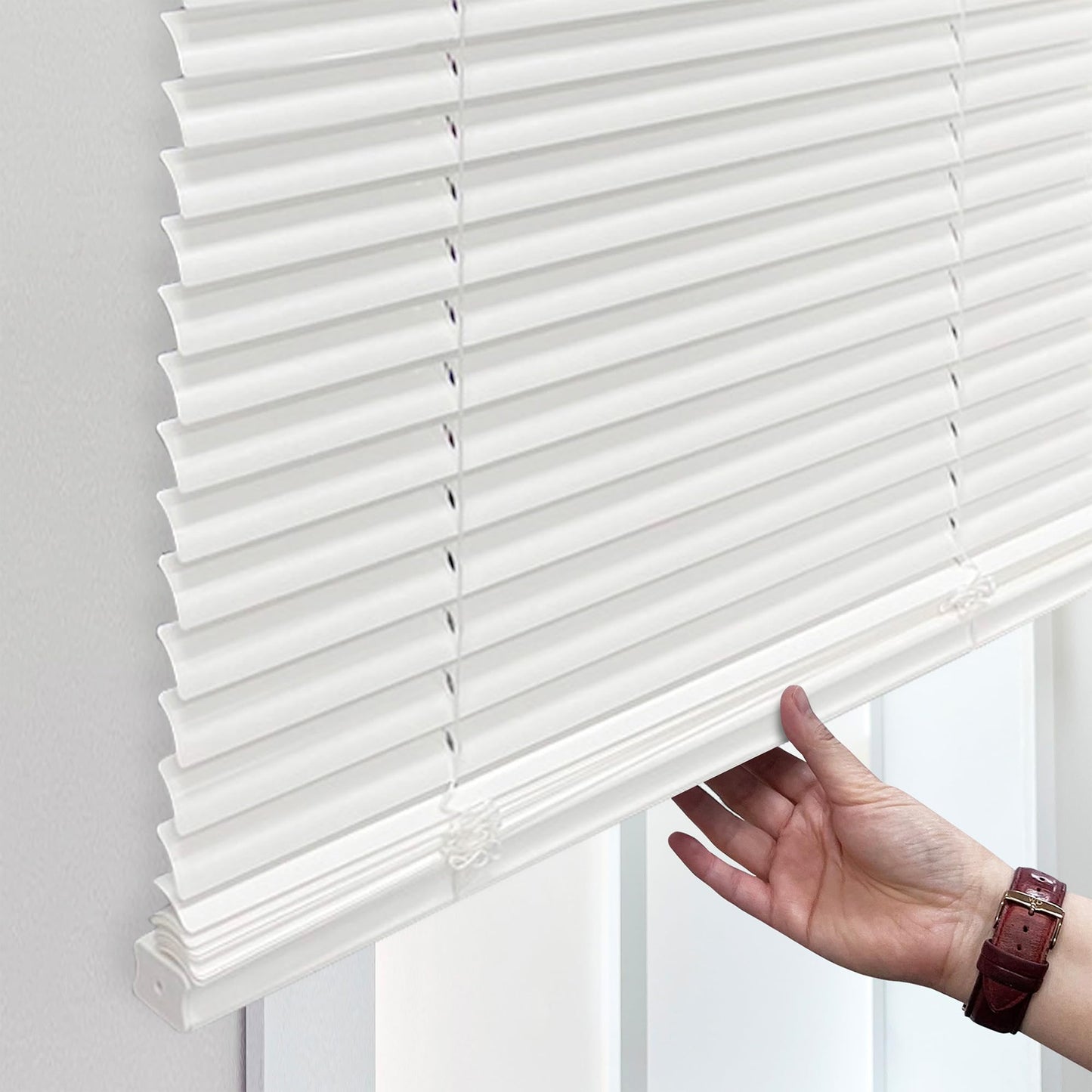 DEZ FURNISHINGS Cordless 1" Mini Blind with Flexible Slats, 30" W x 48" H, Pearl White