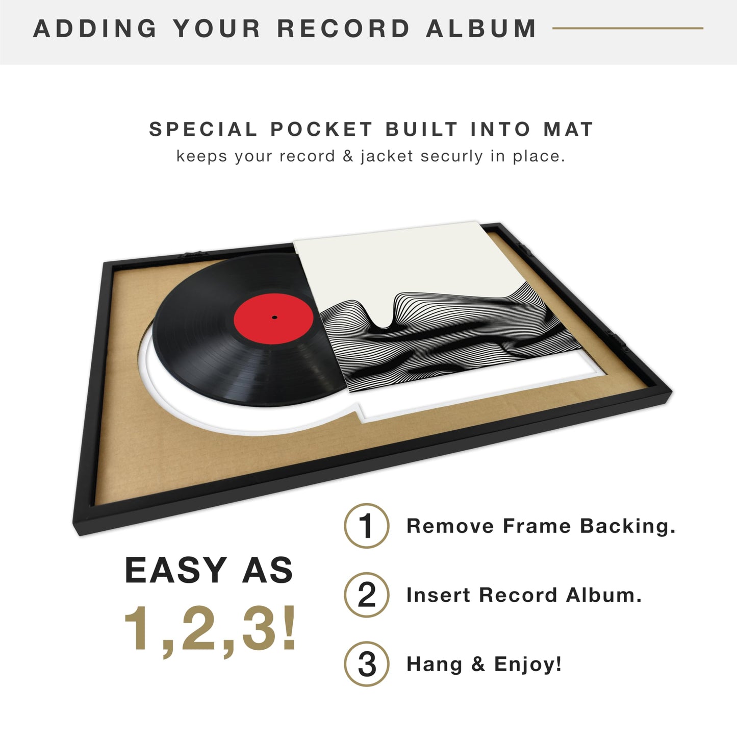 MCS Double Matte Record Album Frame, 16.5x25 Record Frame, Black for LP Vinyl Record & Jacket Display (1-Pack)