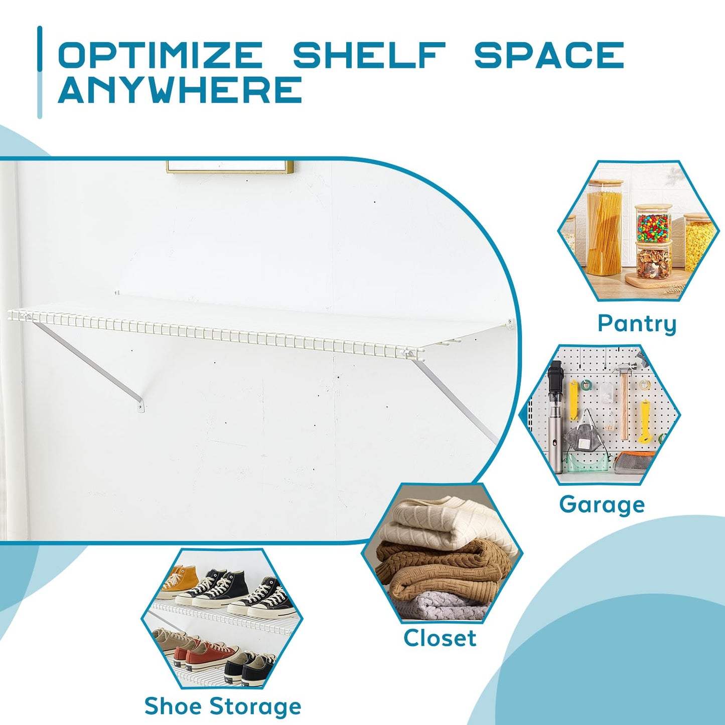BRIAN & DANY Wire Shelf Liner 16" X 48", Heavy Duty Shelf Liners for Wire Shelving, Waterproof Protector Mats, Set of 4, Transparent