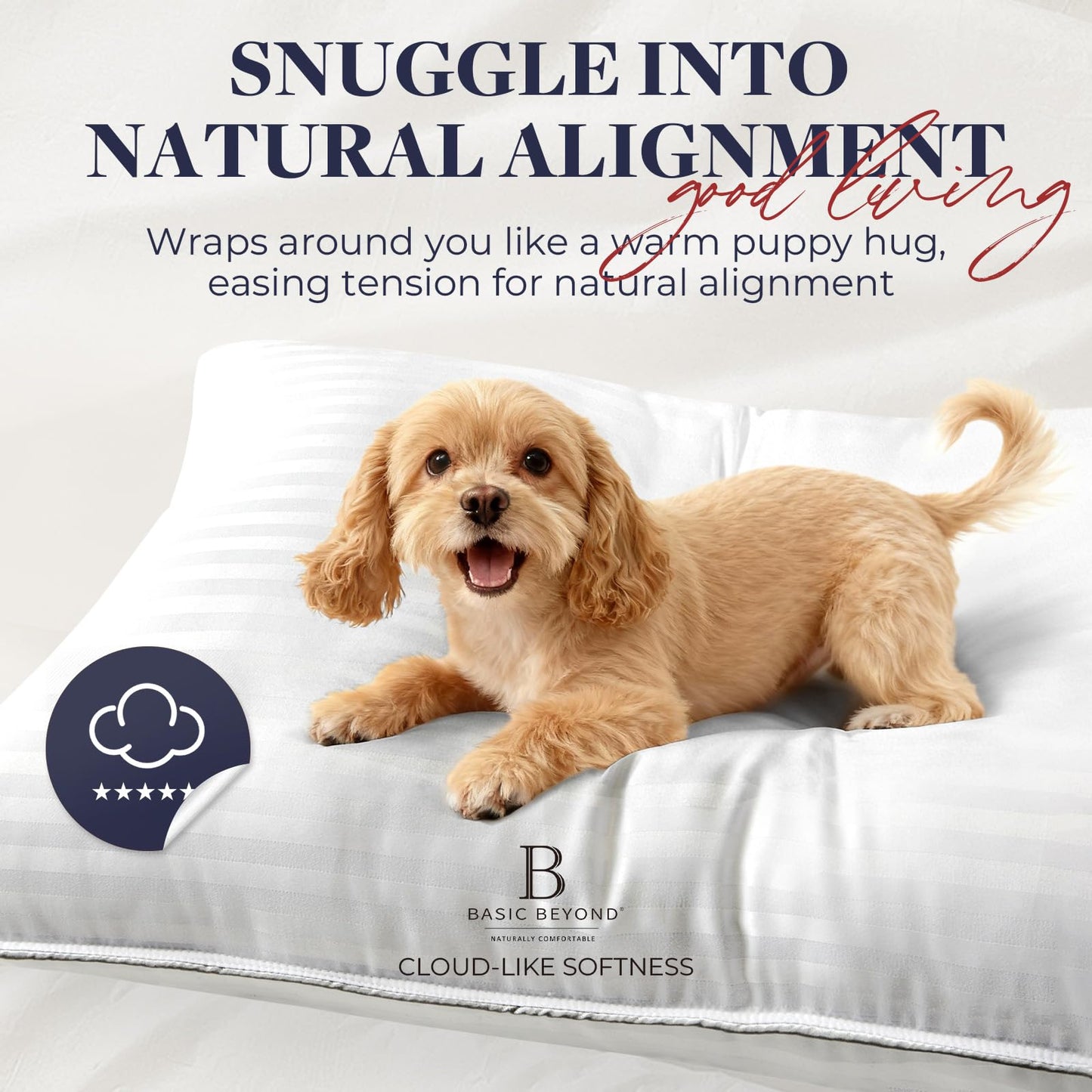 Basic Beyond King Size Bed Pillow - 2 Pack Hotel Collection Super Soft Down Alternative Pillow for Sleeping, 20x36 Inches