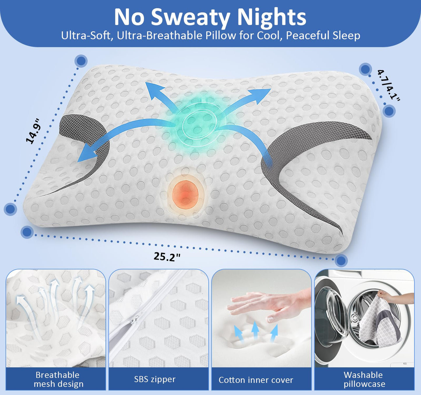 IKSTAR CPAP Pillow for Side Sleeper, Sleep Apnea Pillow for Sleeping, CPAP Nasal Pillows Suit for All CPAP Masks User, Cervical Memory Foam Neck Support Pillow Relief Neck Pain for Side Back Sleepers