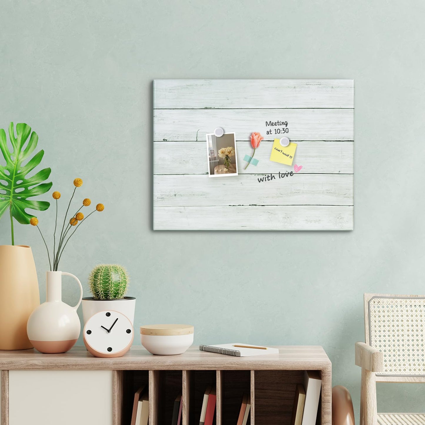 Aitakatta Wooden Planks Print Magnetic Surface Dry Erase Board, 30 x 20 inches Decorative White Board for Wall with Design, Frameless Dry Erase Board for Wall（Plank,5075,1pc）