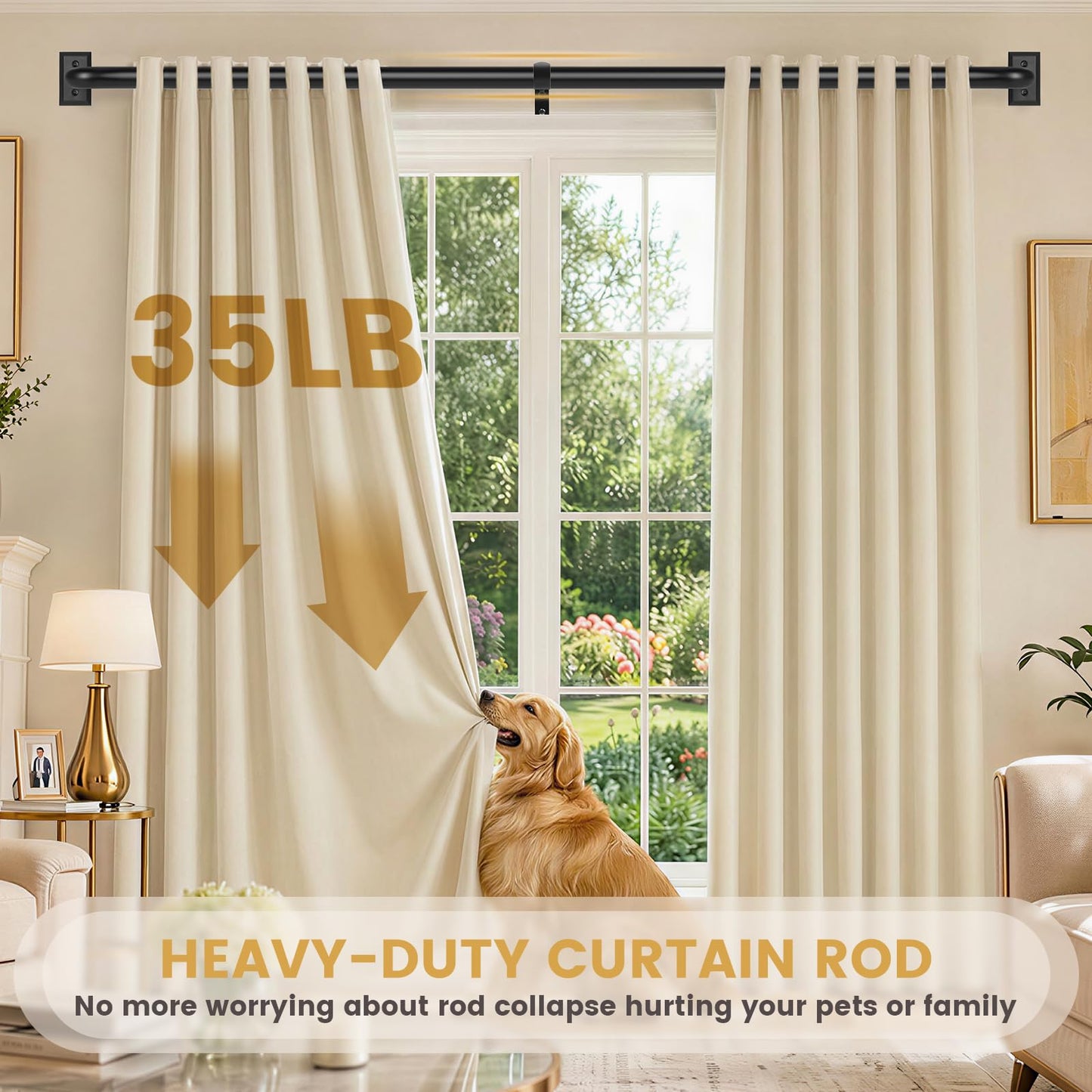 TANGWIN Black Wrap Around Curtain Rods 66 to 120:Blackout Heavy Duty Adjustable Long Window Curtain Rod Room Darkening Modern Industrial Curved French Return Metal Drapery Rod Easy Install Matte Black