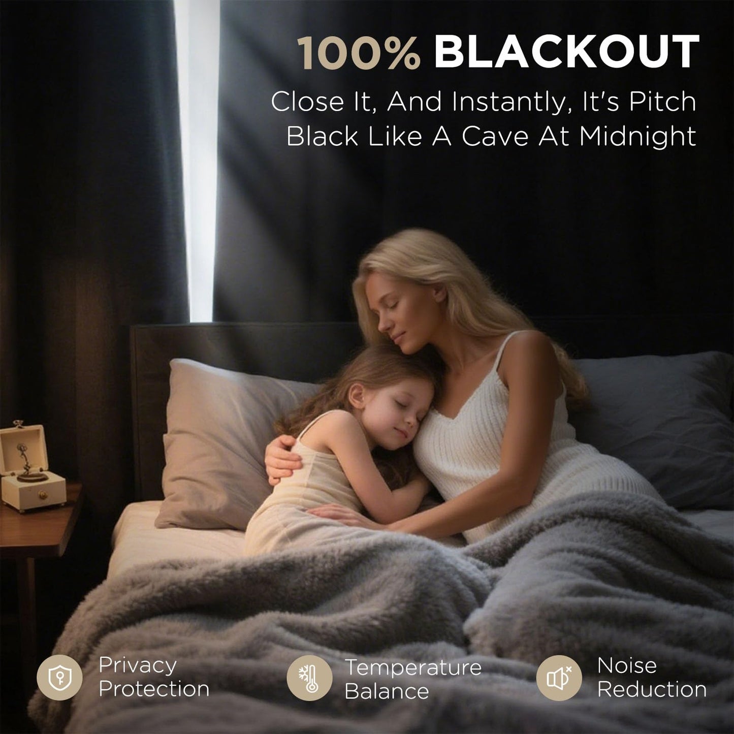 Joydeco Blackout Curtains 96 Inches Long 2 Panels Burg, Room Darkening Curtains for Bedroom, 100% Black Out Textured Thermal Drapes Privacy Protection 2 Panels Set(W52 x L96 Inch, Linen)