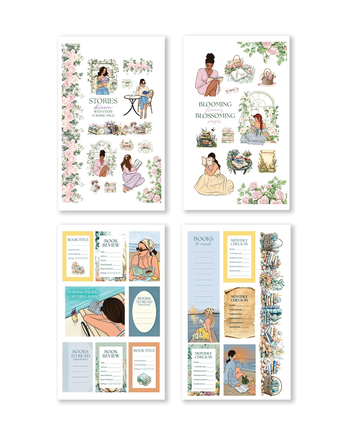 Literary Seasons Sticker Book – Book Lover Planner Stickers for Journaling, Scrapbooking & Reading Tracker, Seasonal Decorative Stickers for Winter Spring Summer Fall, Bookish Stationery Gift