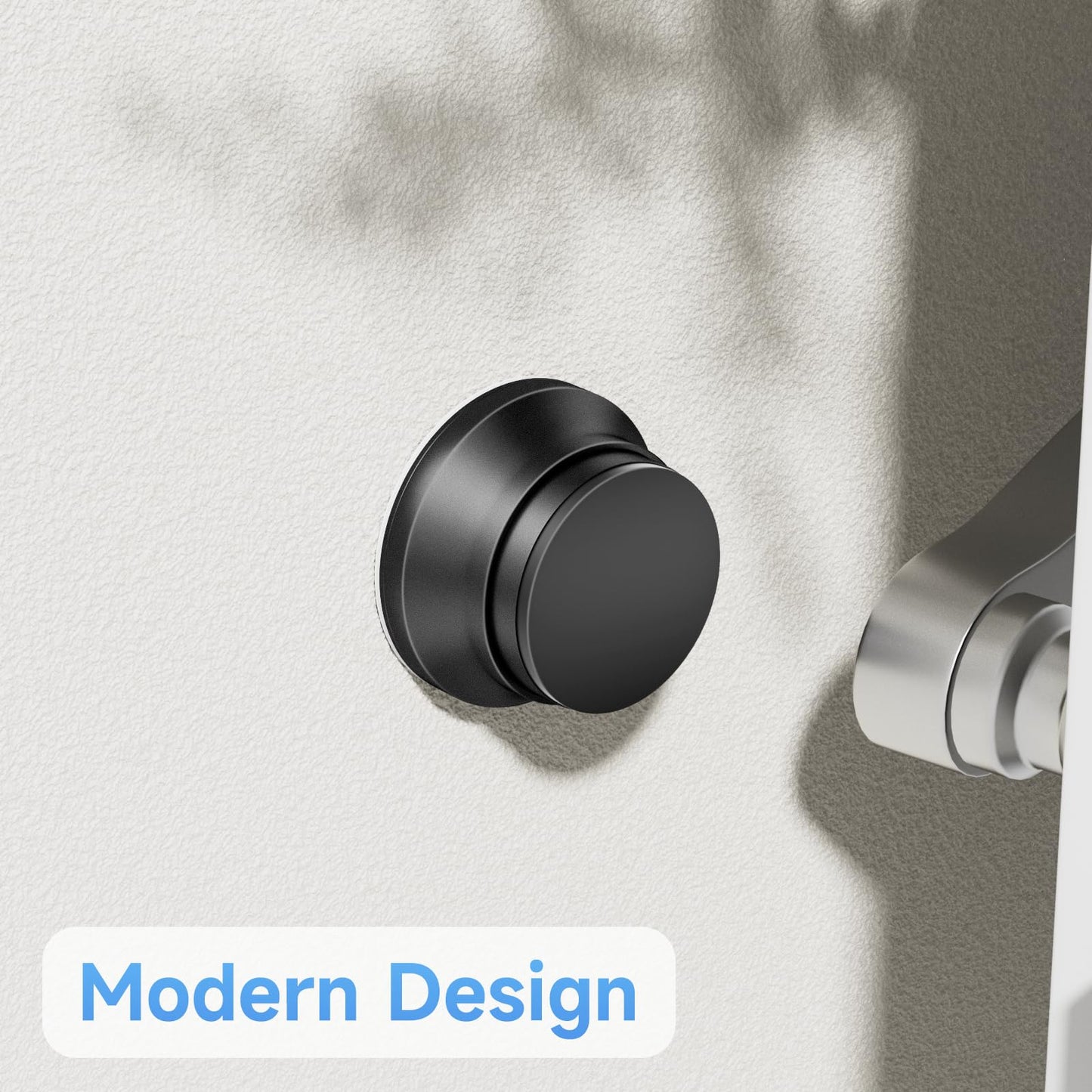 6PC Door Stoppers for Wall, 1.65 x 0.9 Inch Door Knob Wall Protector with Silicone & Aluminum Alloy, Adhesive & Screw Mounting Door Bumper for Home & Office Walls, Black