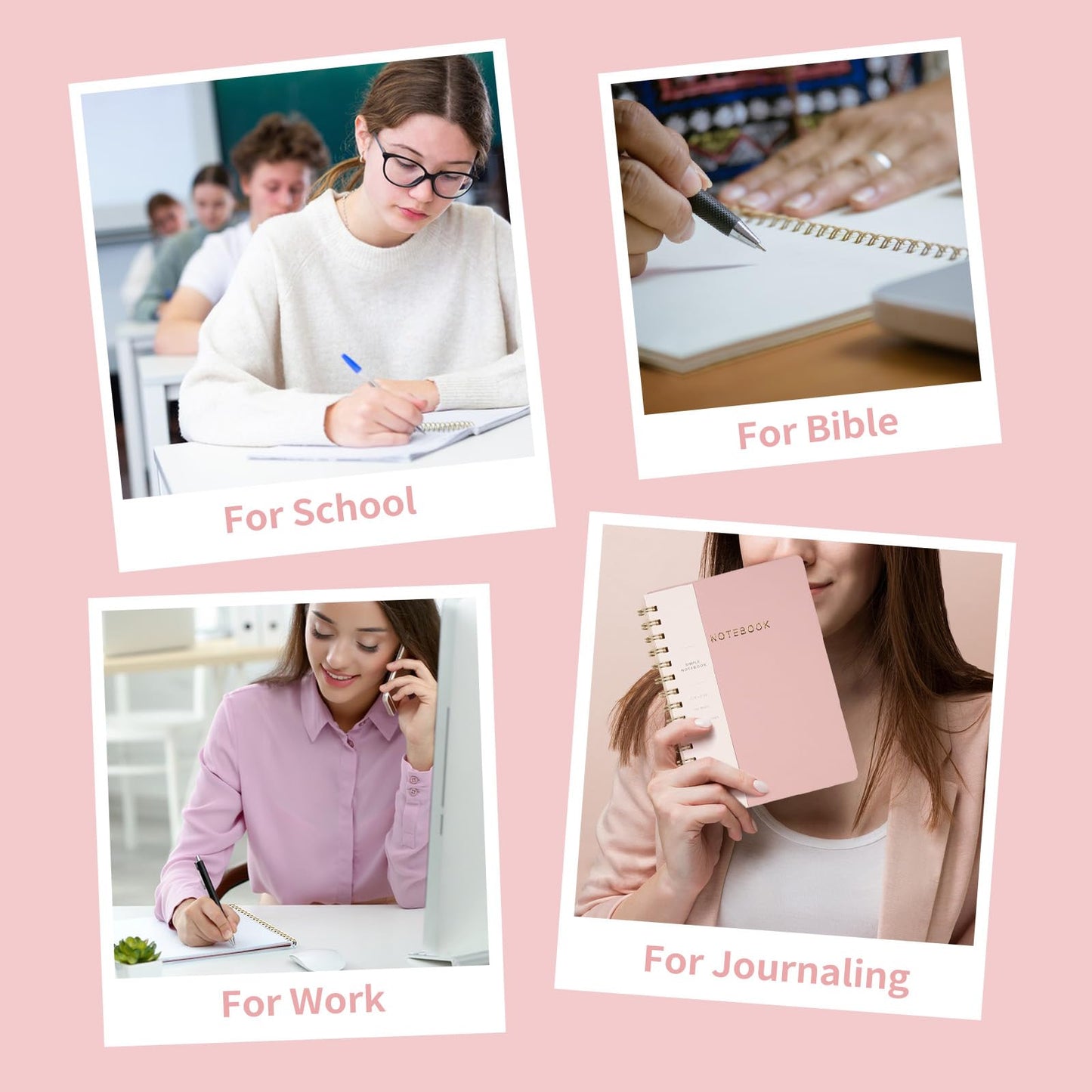 Spiral Notebook-5.75" x 8.125" College Ruled Journal with Inner Pockets and 160 Pages,PU Leather Cover Business Journal, Twin-Wire Binding Notebook Perfect for Office & Home School Supplies 6 pack Reefblue/Pink