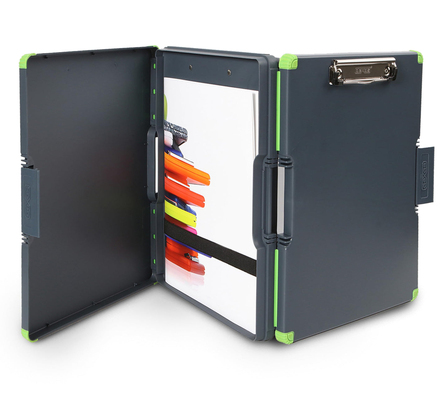 Dexas Duo Clipcase, Double Sided Clipboard Design, Portable Clipboards 13”x10” Gray/Green, Combine Style and Functionality Office Supplies for Nursing, School, Work, Trades, Home Office