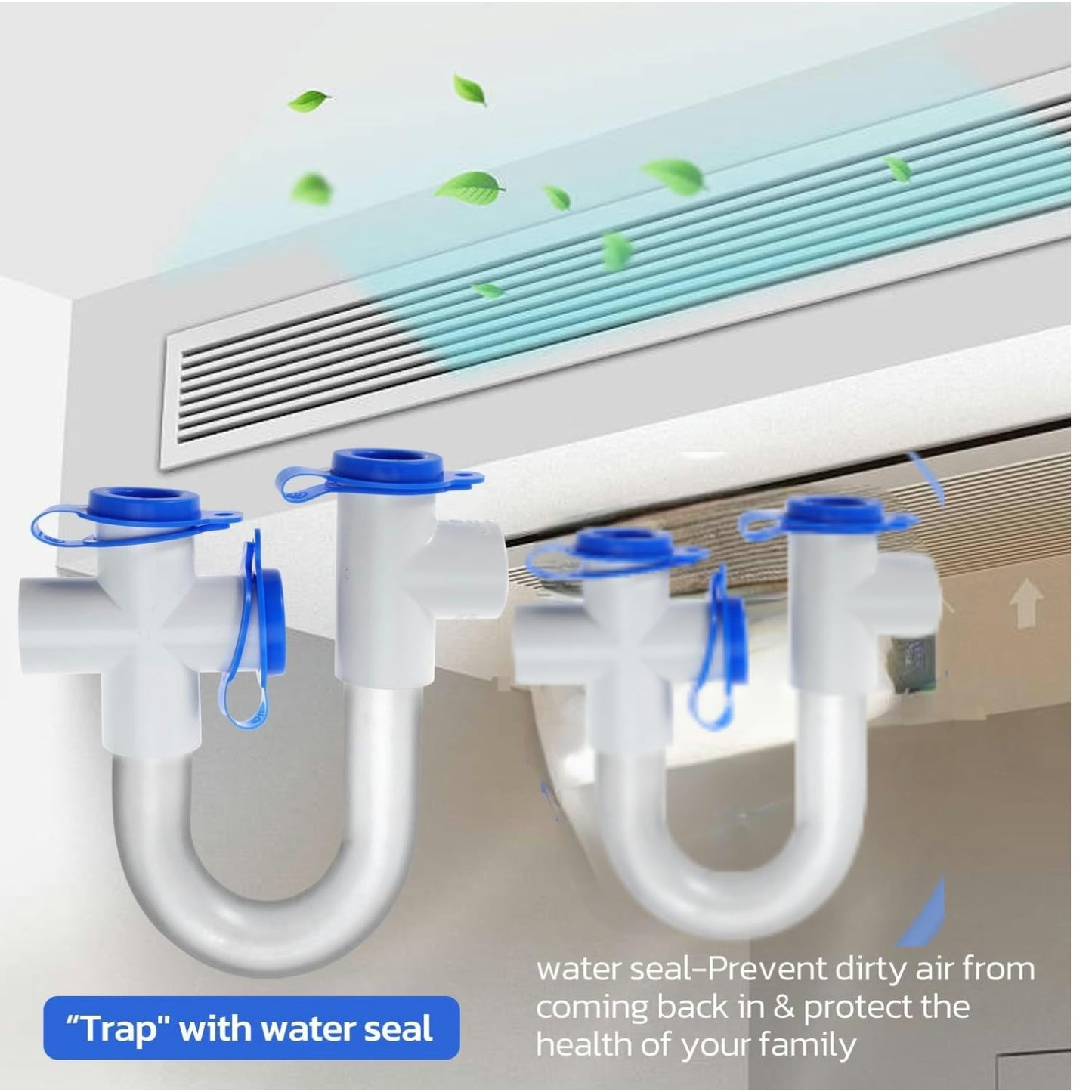 4Pack 3/4" Standard Condensate Trap with 19" Cleaning Brush PVC Transparent U Trap for HVAC Systems, Air Conditioner, Effectively Drains Condensate