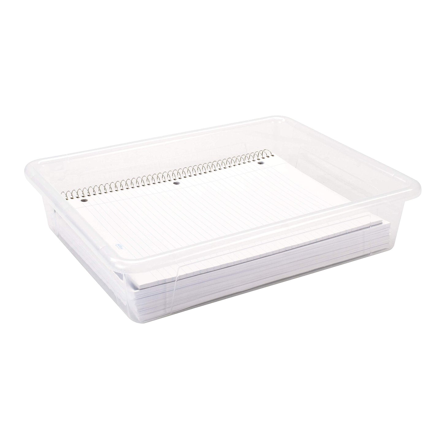 Storex Letter Size Deep Storage Tray – Organizer Bin with Non-Snap Lid for Classroom, Office and Home, Translucent, 5-Pack (62566A05C), 10 x 13 x 3 Inches