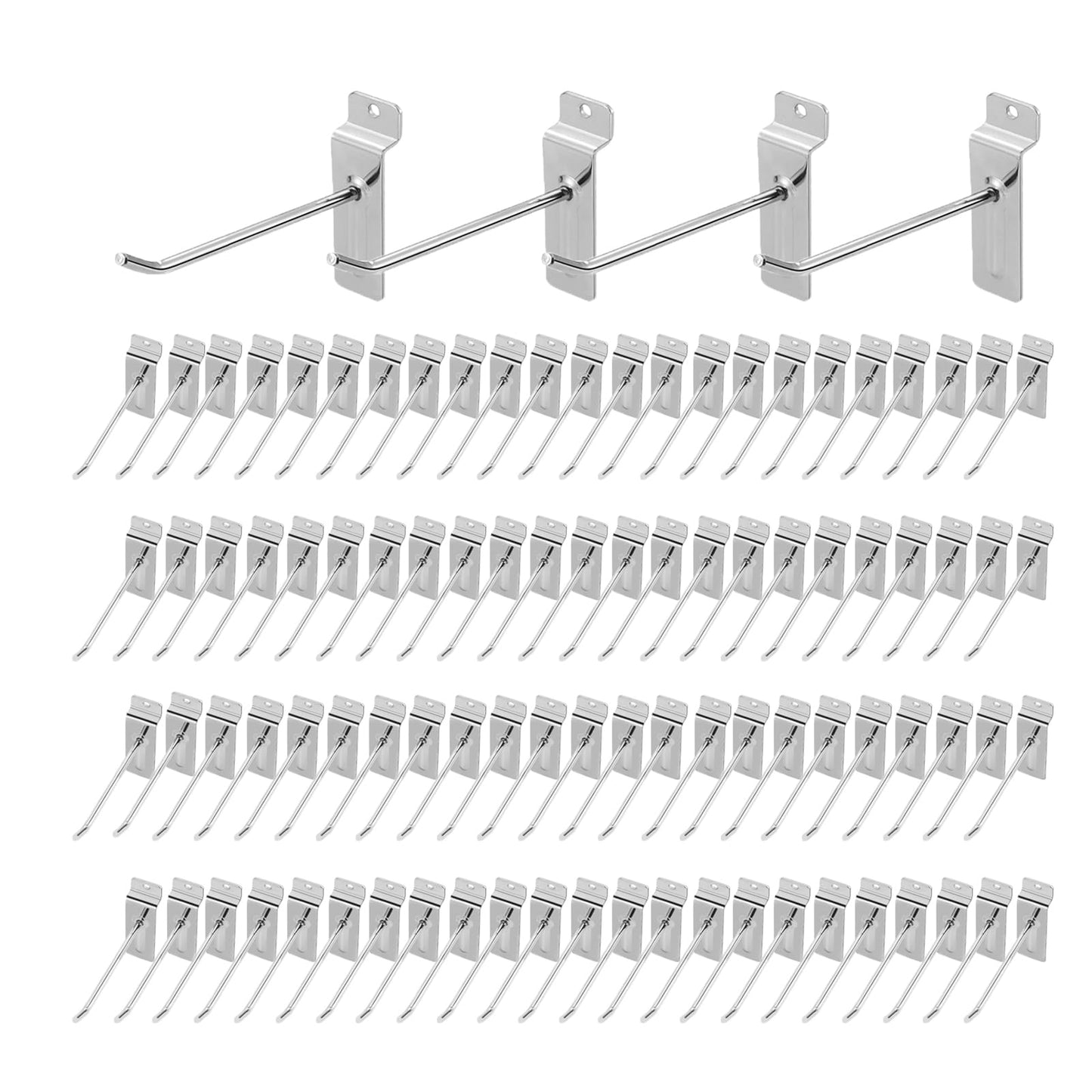 Polmart 6" Heavy Duty Slatwall Panel Hooks, Silver (96-Pack, 6-inch)