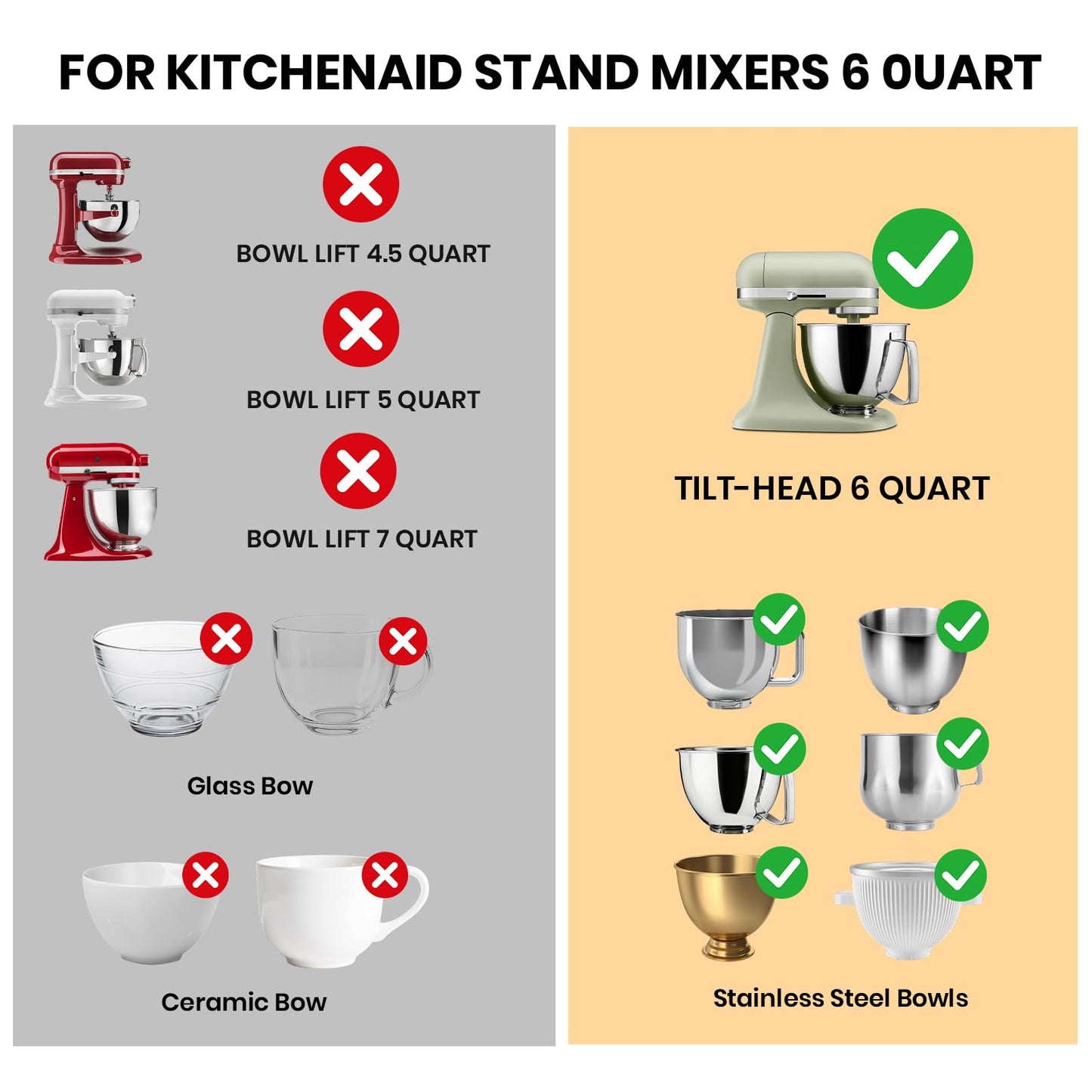 6 QT Silicone Bowl Liners for KitchenAid Mixers (3-Piece Set) - Adjustable Fermentation Hole Lid