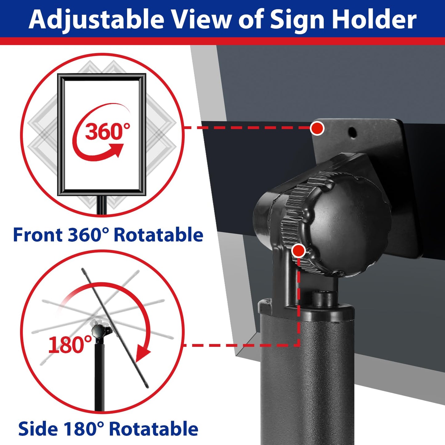 VAIIGO Pedestal Sign holder Stand 8.5x11inch Adjustable Standing Floor Sign Stand with Heavy Base & Snap Frame Display Stand for Indoor Outdoor Business Store Sign Holder Poster Stand (Black)